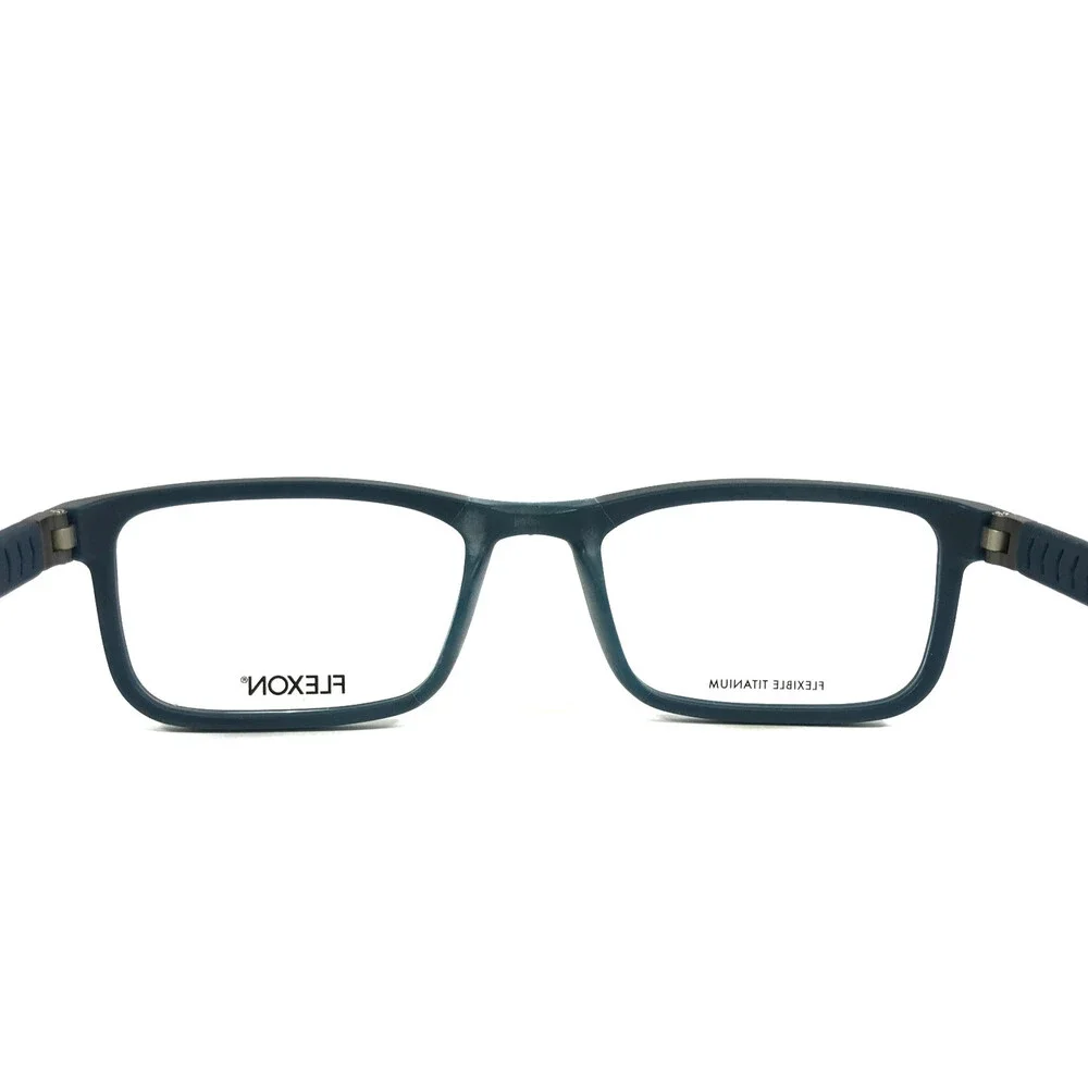 Flexon Eyeglasses Frames E1117 412 Matte Blue Black Rectangle Full Rim 51-18-140